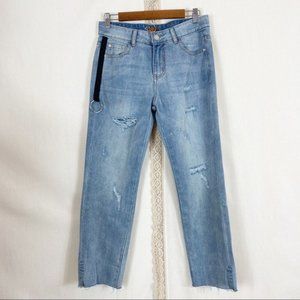 Anthropologie Distressed Jeans Raw Hem Straight Leg Boyfriend